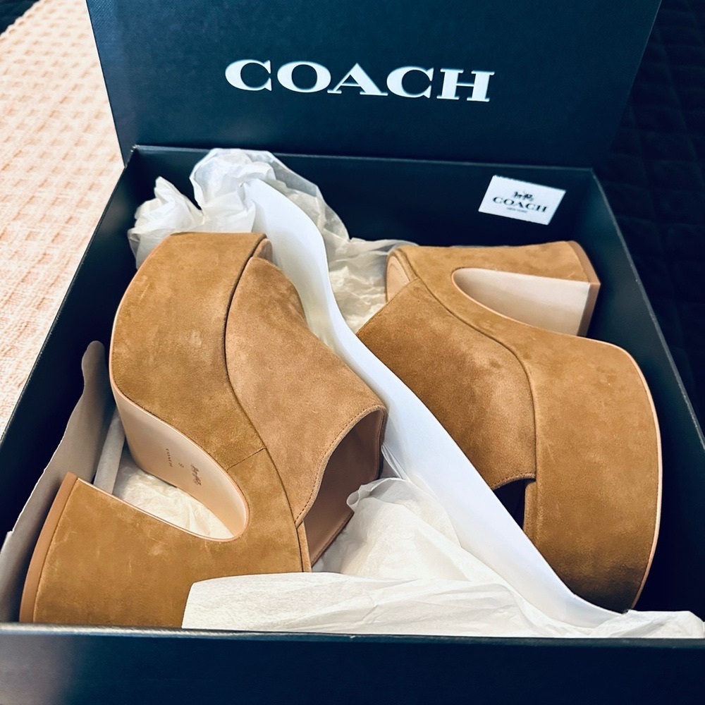 Coach Bobbi woven slip on platform sandals